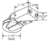 STB Sliding Glass Door Roller, Steel Wheel, 1-1/2&quot; Diameter, 1-3/16&quot; Wide Housing | 9268