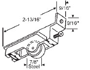 STB Sliding Glass Door Roller, Steel Wheel, 7/8&quot; Diameter, 9/16&quot; Wide Housing | 9277