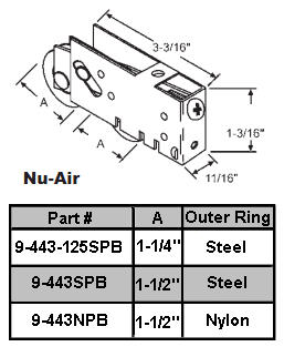 1-1/2&quot; Tandem Steel Sliding Glass Door Roller with 13/16&quot; Wide Housing | 9443125SPB