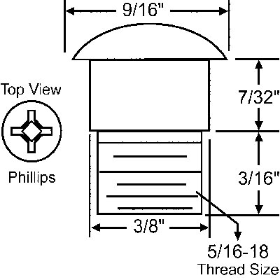Shoulder Bolt for Awning Window Operators with 5/16 x 18 Thread | 900-8528  | 9008528