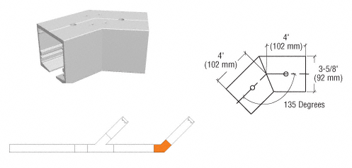 C.R. Laurence CRL SPS Standard Self-Guiding 135 Degree Corner-Mill Aluminum | 90SC135M