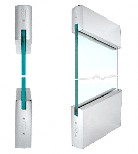 C.R. Laurence CRL SPS Style 93 - 4&quot; Square Rail Top and 6&quot; Square Rail Bottom for 1/2&quot; Glass-Brushed Stainless | 93BS