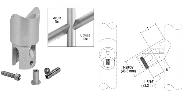 C.R. Laurence CRL ACRS Satin Anodized Obtuse 29 Degree Angled Tee Adaptor | A190T29