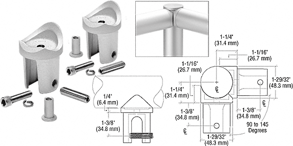 C.R. Laurence CRL ACRS Satin Anodized Corner Post Adaptors | A19CPA