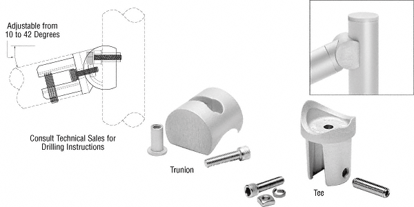 C.R. Laurence CRL ACRS Satin Anodized Upper Adjustabe Tee Adaptor | A19UAT