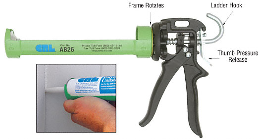 CRL 26 to 1 Ratio Strap Frame Caulking Gun | Albion B26 High Thrust 26&#0058;1 Drive Gun | AB26