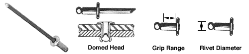 C.R. Laurence CRL 3/16&quot; Diameter 1/8-1/4&quot; Grip Range Aluminum Mandrel and Steel Rivet - 5000 | ABS64