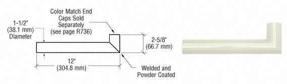 C.R. Laurence CRL Chromate (Unfinished) Quick Connect Wall Hand Rail Return for 1-1/2&quot; Diameter Tubing | ARWR1CRM