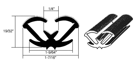 CRL-Automotive CRL Flexible Flocked Rubber Glass Run Channel for Chevy, Pontiac, Olds and Buick 1977&#0043; Rear Door - 96 in long | AS172096
