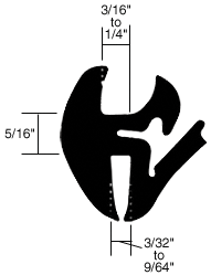 CRL-Automotive CRL One-Piece Self-Sealing Universal Weatherstrip 3/32&quot; to 9/64&quot; Panel - 3/16&quot; to 1/4&quot; Glass | AS987