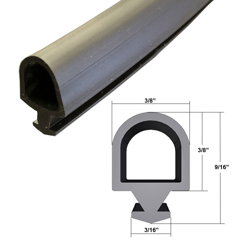 Automotive Black Silicone Bulb Type Gasket, 3/8&quot; Width, 3/16&quot; Backing - 20 Ft.  | AGBSG1160