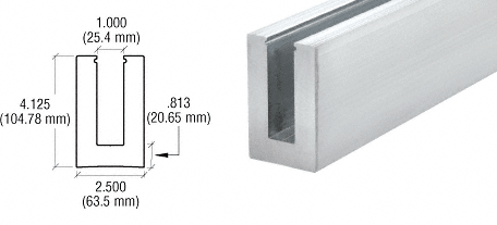 C.R. Laurence CRL 120&quot; B5S Series Standard Square Aluminum Base Shoe Extrusion Only Without Holes | B5S10