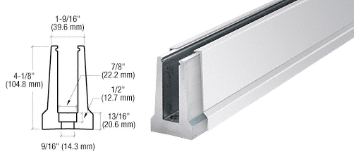 C.R. Laurence CRL Polished Stainless Cladding Tapered Base Shoe for 1/2&quot; Glass with 12&quot; CTC Holes | B5TDPSC