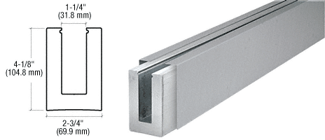 C.R. Laurence CRL Brushed Stainless Custom Square Heavy-Duty Base Shoe for 3/4&quot; Glass | B7SBSC