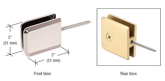 CRL Polished Nickel Square Beveled Wall Mount Movable Transom Clamp | BGC186PN