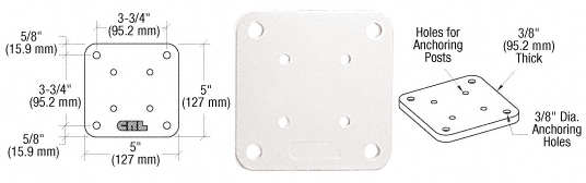 C.R. Laurence CRL Sky White 5&quot; X 5&quot; Square Base Plate | BP5W