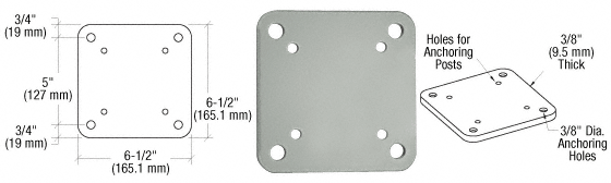 C.R. Laurence CRL Agate Gray 6-1/2&quot; X 6-1/2&quot; Square Base Plate | BP6AGY