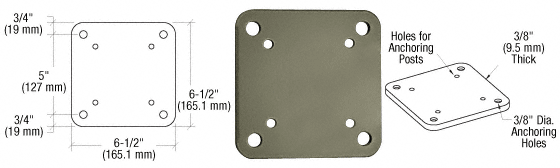 C.R. Laurence CRL Beige Gray 6-1/2&quot; X 6-1/2&quot; Square Base Plate | BP6BGY