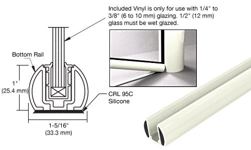 C.R. Laurence CRL Oyster White Bottom Rail Only for the Aluminum Windscreen System - 20 ft 1 in long | BR1940W