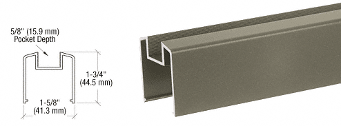 C.R. Laurence CRL Beige Gray 200, 300, 350, and 400 Series Bottom Rail for Glass - 20 ft Long | BRGLSBGY