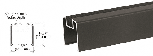 C.R. Laurence CRL Matte Black 200, 300, 350, and 400 Series Bottom Rail for Glass - 20 ft Long | BRGLSBL