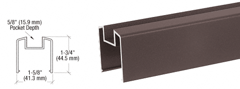 C.R. Laurence CRL Matte Bronze 200, 300, 350, and 400 Series Bottom Rail for Glass - 20 ft Long | BRGLSBRZ