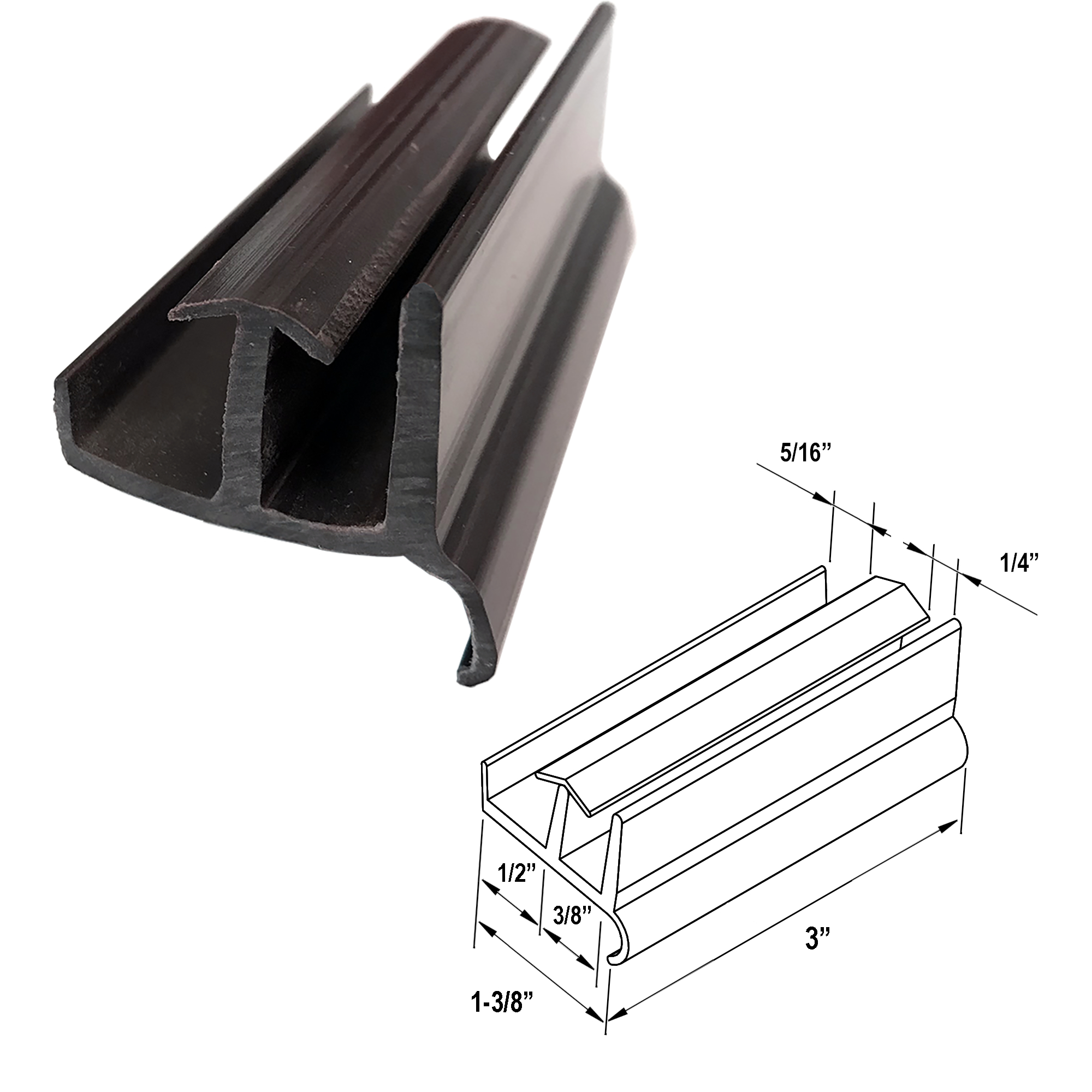 Gordon Glass&#153; Brown Sliding Shower Door Bottom Guide 1-3/8&quot; Wide x 3&quot; Long | JFAB