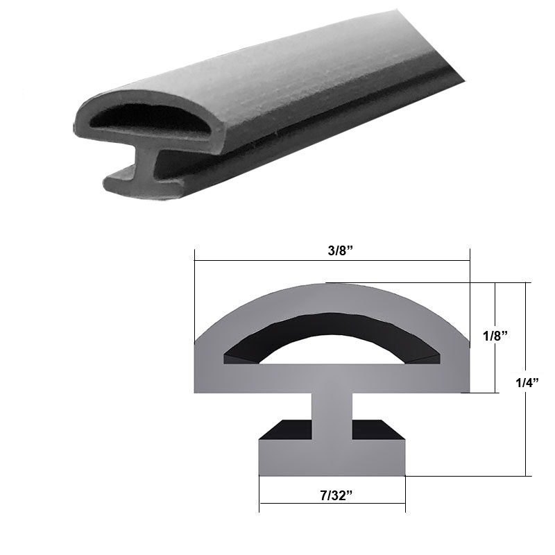 Grey Bulb Type Gasket Weatherstrip, 3/8&quot; Width, 7/32&quot; Backing - 25 Ft.  | BRDS76025