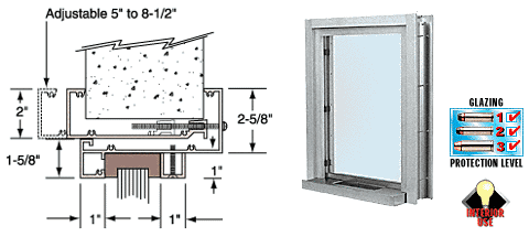 C.R. Laurence CRL Satin Anodized Aluminum Clamp-On Frame Interior Glazed Exchange Window with 12&quot; Shelf and Deal Tray | C01W12A