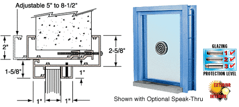 C.R. Laurence CRL Painted (Specify) Aluminum Clamp-On Frame Exterior Glazed Exchange Window with 12&quot; Shelf and Deal Tray | C0EW12P