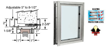 C.R. Laurence CRL Satin Anodized Aluminum Clamp-On Frame Interior Glazed Vision Window | C0V1A