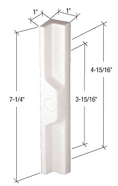 C.R. Laurence Sliding Glass Patio Door Outside Pull, 3-15/16&quot; and 4-15/16&quot; Screw Holes, White Plastic - REPLACED BY C1113  | C1140