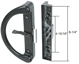 Black Clamp-Style Surface Mount Sliding Glass Door Handle 4-15/16&quot; Screw Holes | C1222 | C1222