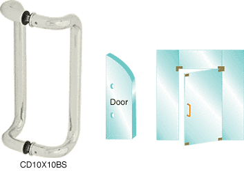 C.R. Laurence CRL 10&quot; Brushed Stainless Glass Mounted Offset Pull Handle | CD10X10BS