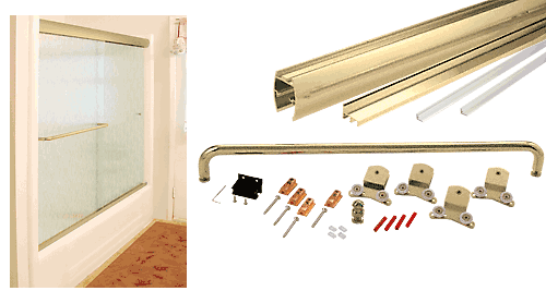 C.R. Laurence CRL Brite Gold Anodized Cottage CK Series Sliding Shower Door Kit Brite 60&quot; x 72&quot; with Clear Jambs for 3/8&quot; Glass | CK386072BGA