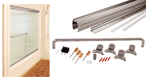 C.R. Laurence CRL Brushed Nickel Cottage CK Series Sliding Shower Door Kit 72&quot; x 72&quot; with Clear Jambs for 3/8&quot; Glass | CK387272BN