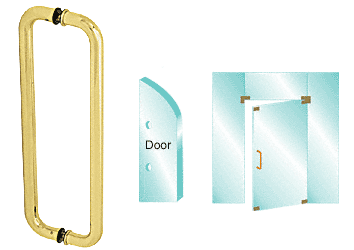 C.R. Laurence CRL Polished Brass 24&quot; Glass Mounted Standard Pull Handle | CM24X24BR