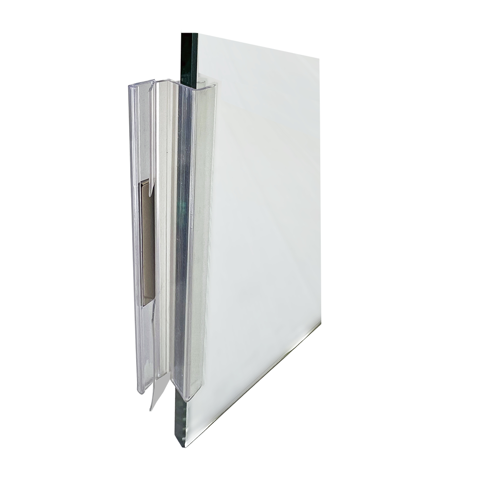 Clear Polycarbonate Strike and Door Jamb U-Channel with Flexible Magnet Insert for 3/8&quot; Glass Shower Door - 73&quot; Long | CPSM3873