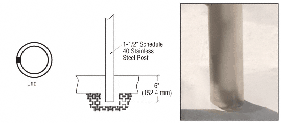 C.R. Laurence CRL CRS 36&quot; Brushed Stainless End Post for Core Drill Mount | CR1541PE36BS