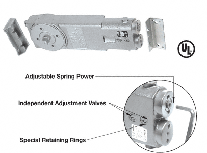 CRL 105 Degree Hold Open Adjustable Spring Power Overhead Concealed Door Closer - Body Only | CRL6770 | CRL6770