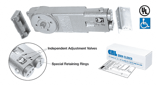 C.R. Laurence CRL A.D.A. 5 Lb. Interior 90&amp;#186; Non Hold-Open Overhead Concealed Door Closer Body Only | CRL6862
