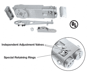 C.R. Laurence CRL Medium Duty 105&amp;#186; No Hold-Open Overhead Concealed Door Closer With &quot;GE&quot; Side-Load Hardware Package | CRL8172GE