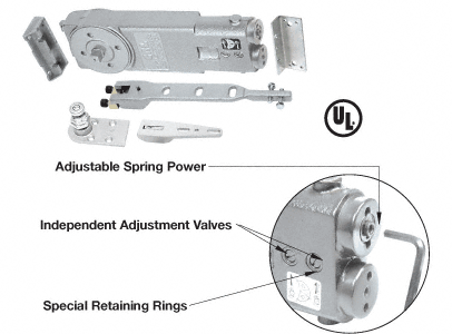 CRL 105 Degree No Hold Open Adjustable Spring Power Overhead Concealed Door Closer - &quot;A&quot; Package | CRL8772A | CRL8772A