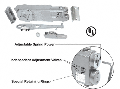 CRL 90 Degree Hold Open Adjustable Spring Power Overhead Concealed Door Closer - &quot;GE&quot; Package | CRL8760GE | CRL8760GE
