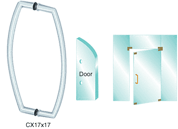 C.R. Laurence CRL Polished Stainless 17&quot; Glass Mounted Back-to-Back Curved Pull Handle | CX17X17PS
