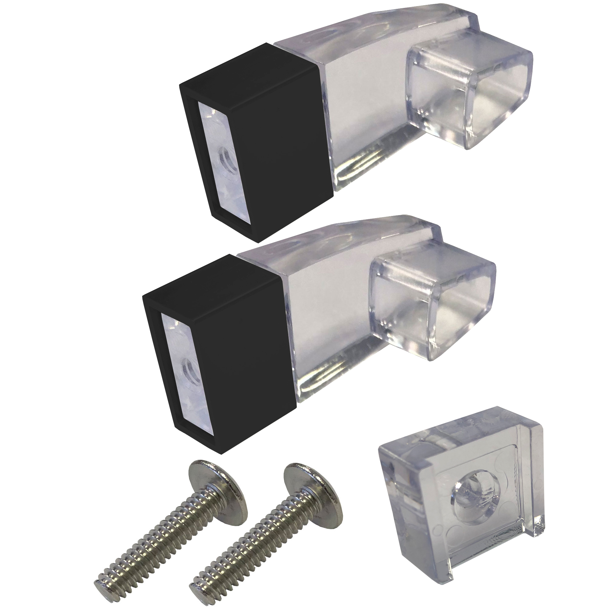 Gordon Glass&#153; Clear Acrylic Towel Bar Brackets with Matte Black Sleeve and Clear Acrylic Finger Pull - Kit | SPABKITMB