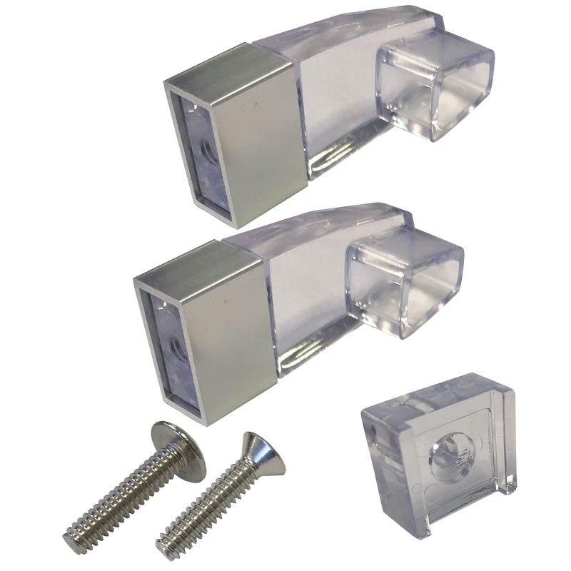 Clear Acrylic Towel Bar Brackets with Bright Chrome Sleeve and Clear Acrylic Finger Pull - Kit | SPABKITCH