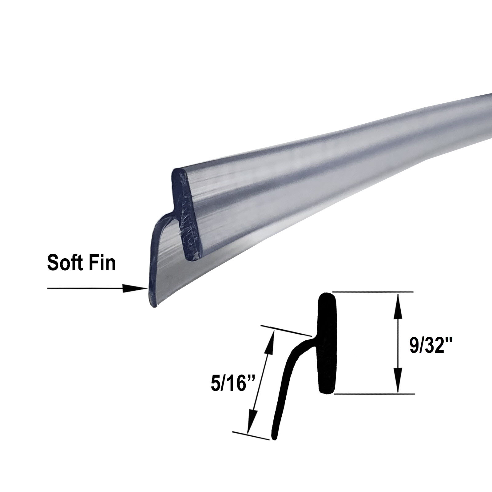 Gordon Glass&#153; Angled Clear Vinyl &quot;T&quot; Wipe for Inswing and Outswing Shower Doors - 36-in long | VS8336