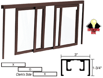 C.R. Laurence CRL Duranodic Bronze Horizontal Sliding Arlene Model Pass-Thru Assembly With D1670 Overhead Track No Screen | D1023DU
