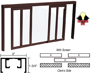 C.R. Laurence CRL Duranodic Bronze Horizontal Sliding Fawn Model Pass-Thru Assembly with D1670 OverHead Track and Screen | D1026DU